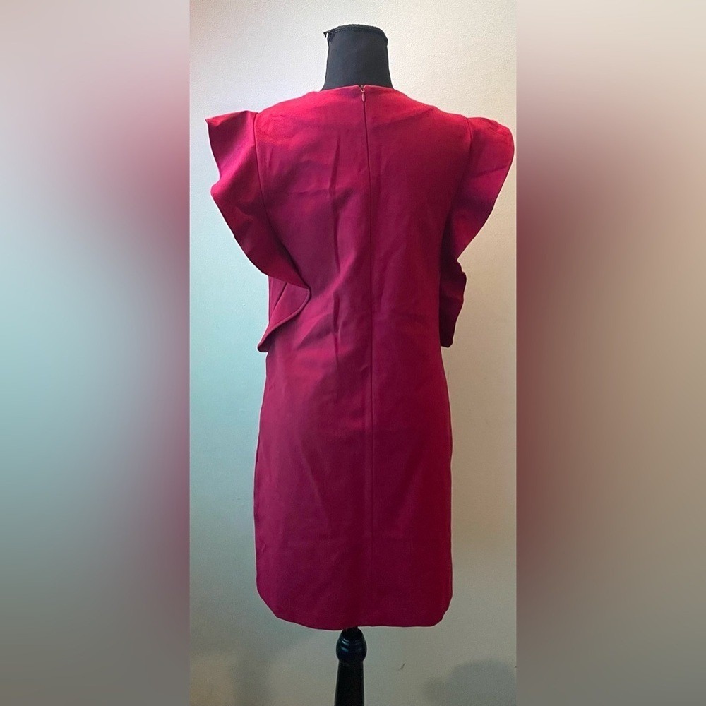 Esley- Rich Wine Mini Dress with Flowy Sleeves Size M - Picture 4 of 7